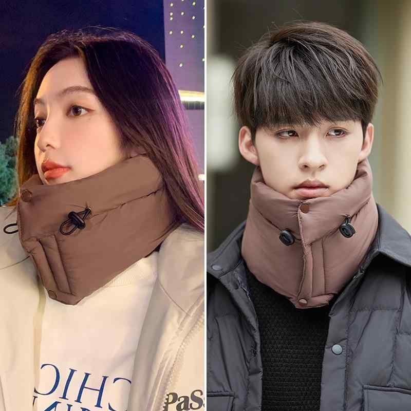 ネックウォーマー 秋冬 男女兼用 撥水 防寒 保温 裏起毛 無地 スナップボタン留め ポリエステル ホワイ..