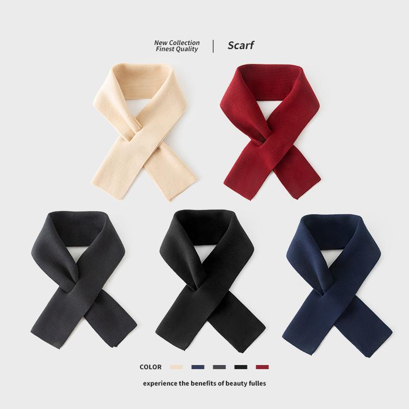 マフラー メンズ 男性用 無地 ニット 秋冬 防寒 90cm ミルクホワイト ワインレッド ダークグレー ブラ..