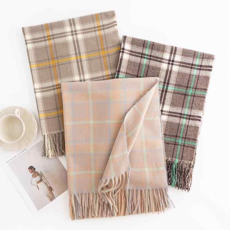 マフラー レディース メンズ 秋冬 チェック柄 ストール 仿羊绒 couple ペア 大判 180cm×68cm 保温 防寒..