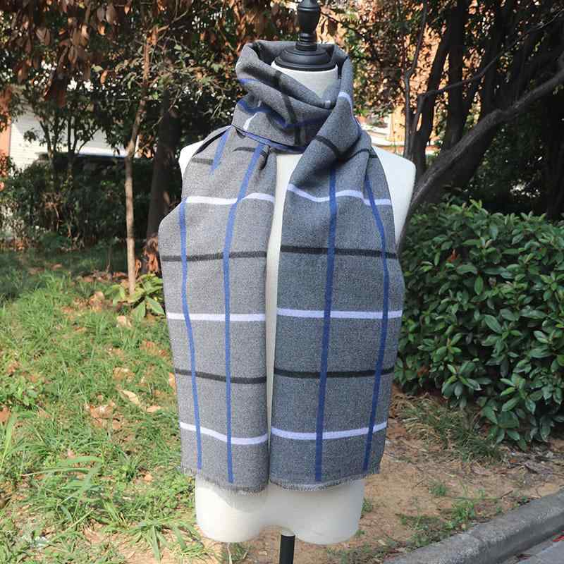 マフラー男性用秋冬格子柄保温加厚コ...