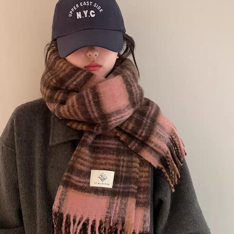 マフラー レディース メンズ 秋冬 チェック柄 ストール 厚手 ショール 韓国 あったか やわらか 暖かい ..
