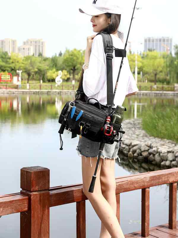 フィッシングバッグ 多機能 ウエストバッグ ショルダーバッグ 釣り竿 専用 バッグ 手提げ ツール 収納 防水 オックスフォード布 小型 迷彩柄(x2)