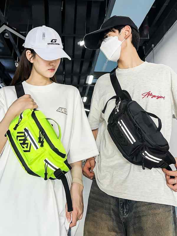 ウエストバッグ バイク ライディング ボディバッグ オートバイ 装備 工場 卸売 撥水 バックパック キャンバス スマホ用ポケット付き ストリート スタイル カジュアル 旅行 黒 オレンジ ベージュ系 蛍光グリーン