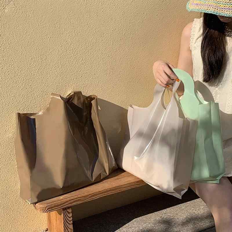 袋 ショッピングバッグ 持ち手付き 服 雑貨 ギフト 無地 薄荷緑 チョコレートブラウン 柔霧灰 梅蘇色 ..