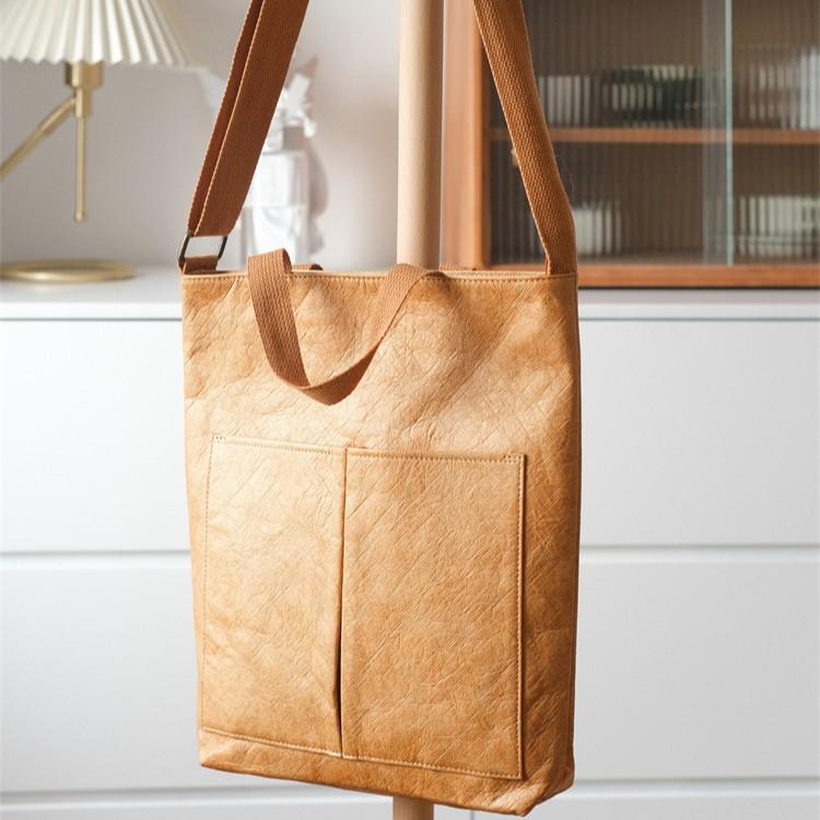 トートバッグ 大容量 手提げ 肩掛け 斜め掛け 鞄 メンズ レディース 男女兼用 防水 丈夫なデュポン紙 クラフト紙 無地(x100)