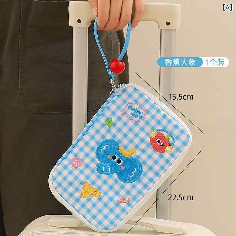 パスポートケース メンズ カードケース 旅行 航空券 収納ケース ブルー エレファント柄 アップル ドッグ柄 大容量