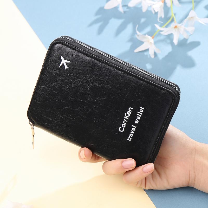 パスポートケース レディース PUレザー 航空券 貴重品 カード収納 ラウンドファスナー トラベル 旅行用..