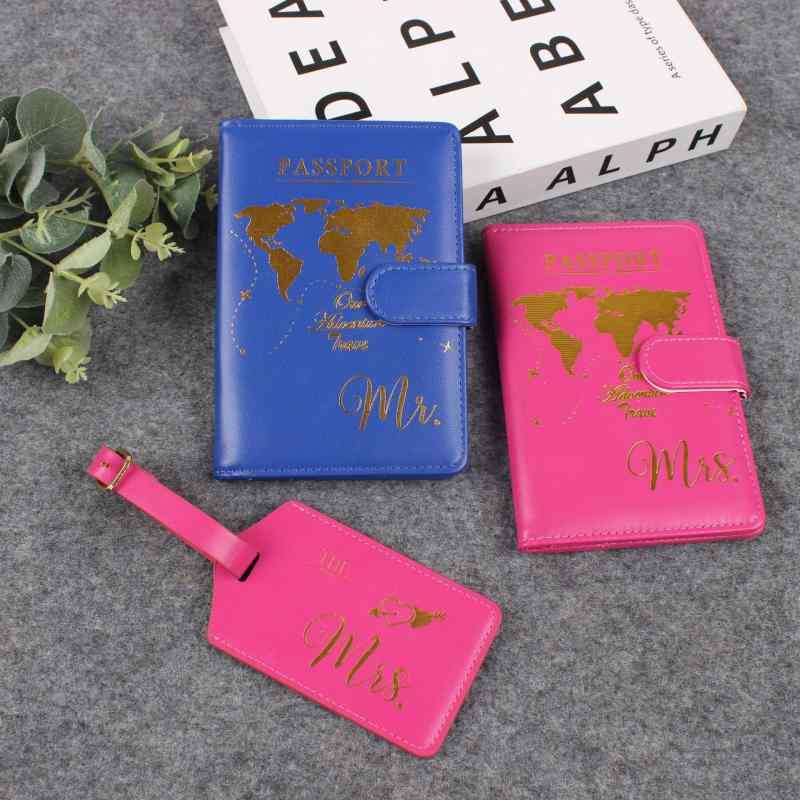 スーツケース 旅行用バッグ レザー ラゲッジタグ シームレス スタイリッシュ 紛失防止 キズ防止 パスポートケース セット ブルー ピンク ブラウン(x500)