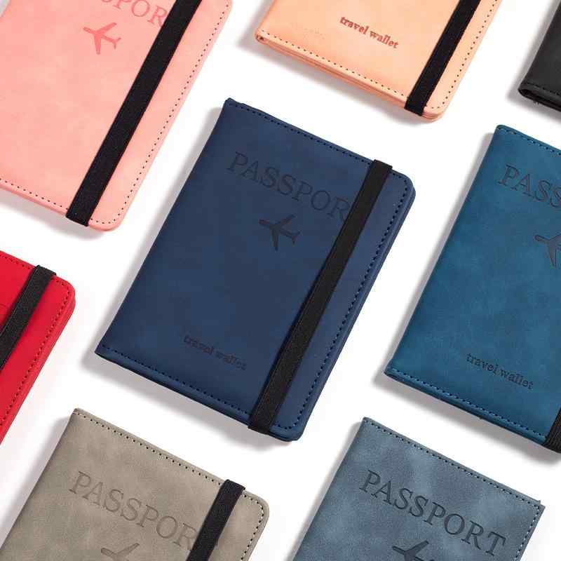 パスポートケース RFID スキミング防止 多機能 カードケース PUレザー 男女兼用 トラベル 旅行 桜色 ピンク 橙 オレンジ 赤 レッド 紺 ネイビー 黒...