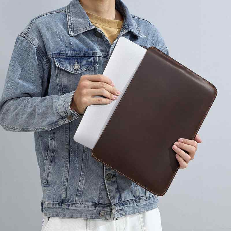 PCバッグ iPad 男性用 女性用 牛革 レザー 13インチ 14インチ 薄型 耐摩耗 縦型 横型 丈夫