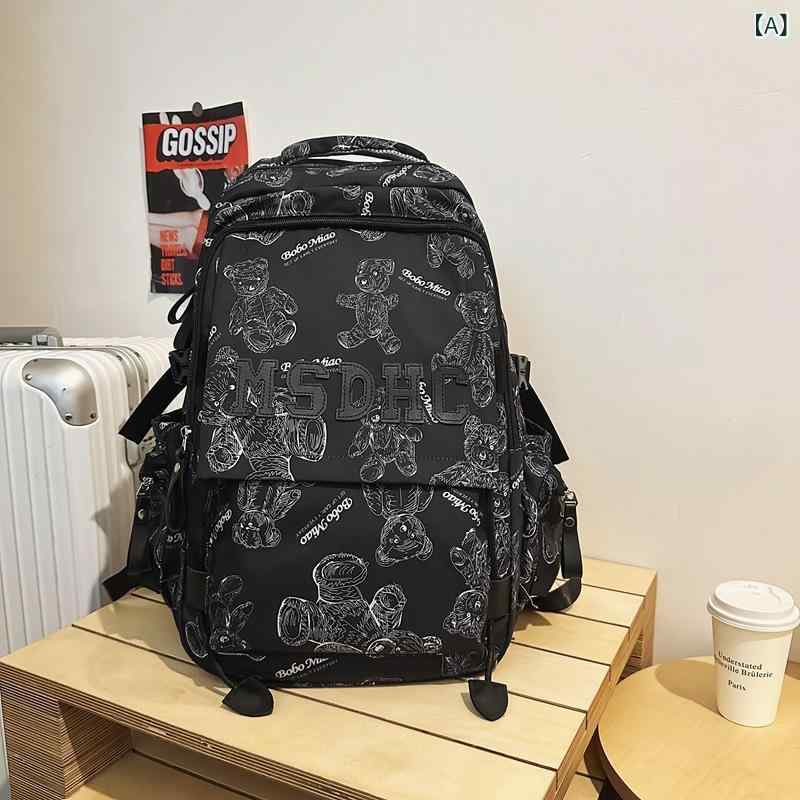 リュック レディース 中学生 高校生 シンプル ロゴ 大容量 防水 ナイロン バックパック 通学 旅行 14インチ PC収納 黒 白 赤 緑(4)