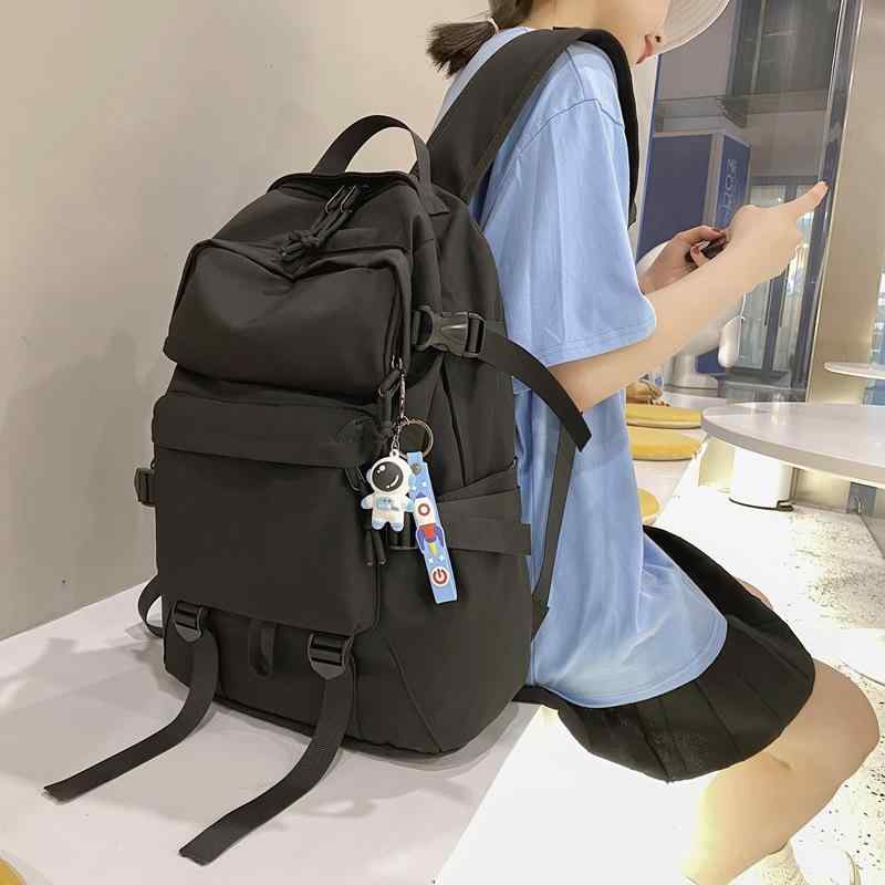 リュックサック レディース メンズ 大容量 バックパック 旅行 鞄 ナイロン 防水 20L 30L ブラック ピンク系 ブルー ストリート カジュアル スタイル(4)