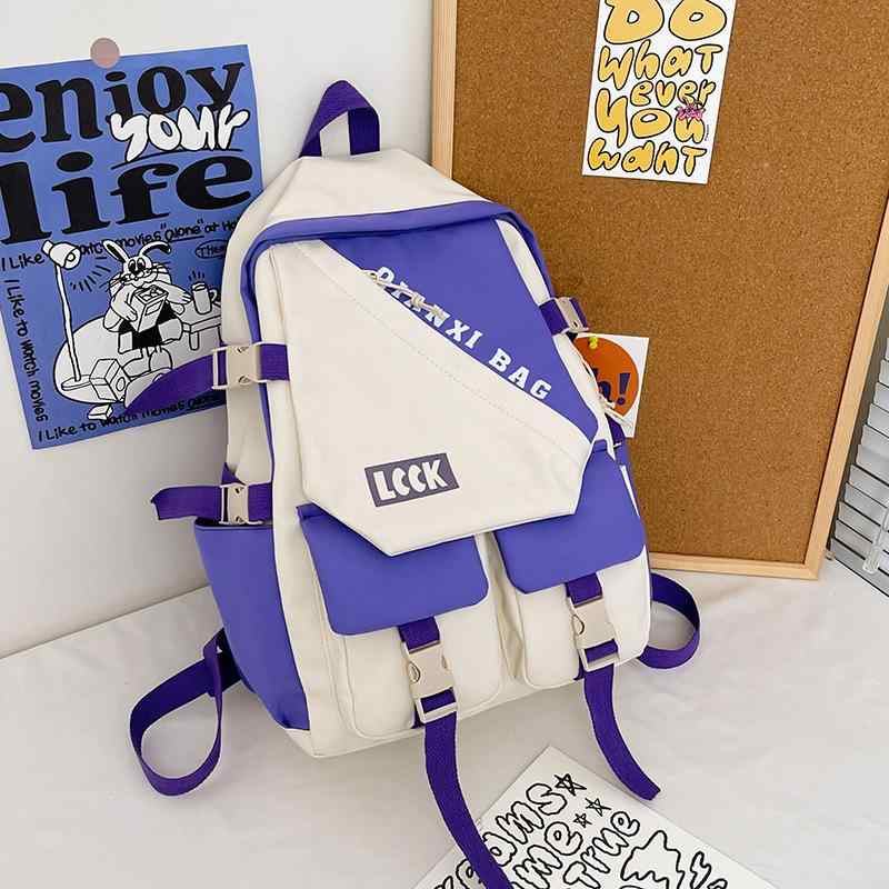 リュック レディース 中学生 高校生 大容量 バックパック デイパック ナイロン 通学 遠足 旅行 赤 紫 ..