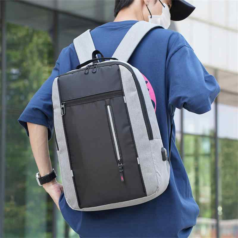 リュックサック メンズ 男性用 ビジネス 通勤 多機能 15インチ PCバッグ 学生 鞄 カバン オックスフォード布 無地 グレー ブラック レッド ブルー