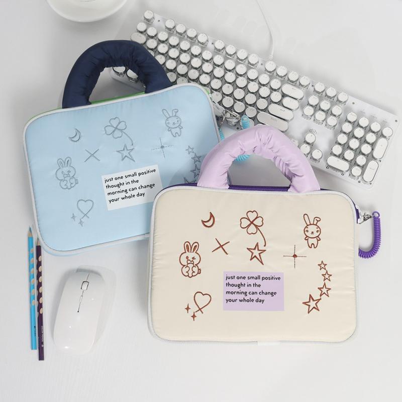 PCバッグ レディース メンズ 11インチ IPAD 14インチ 16インチ ノートパソコンケース 耐衝撃 オックスフォード 刺繍 ケンティンブルー クリームプリン