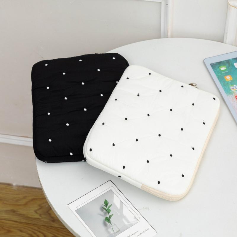 パソコンバッグ タブレットケース レディース メンズ 刺繡 コットン 11インチ 13インチ 15インチ 白 黒..