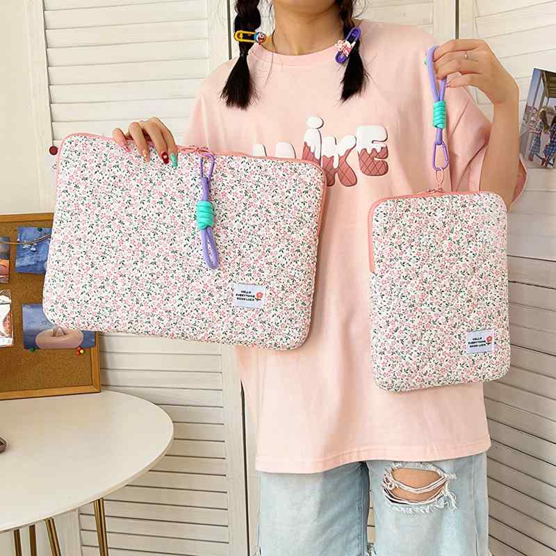 PCケース レディース 女性用 コットン 花柄 耐摩耗 拡張可能 衝撃緩和 パソコンケース iPadケース 収納..