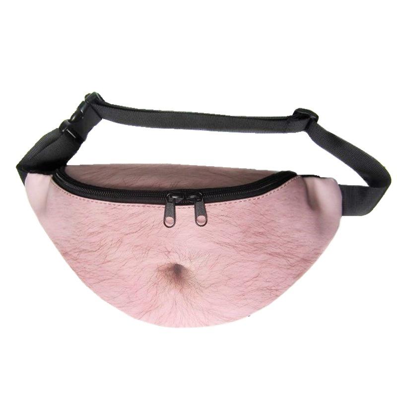 ウエストバッグ 男性用 おもしろ 個性的 PUレザー 大容量 腹部 腹筋 ビール腹 斜めがけ パンク 古銅色 ..