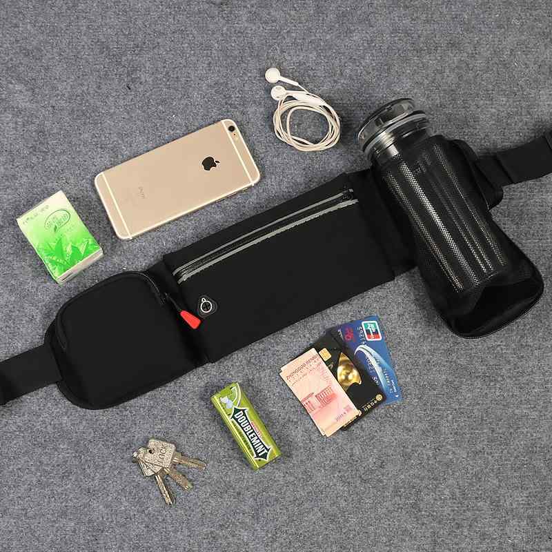 スポーツウエストポーチ 男性用 女性用 防水 オックスフォード布 伸縮性 ウエストベルト ランニング 散歩 スマホ 75インチ 無地 ブラック グレー ブルー ピンク系(x2)