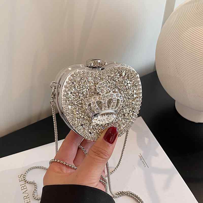 バッグ レディース ミニ ショルダーバッグ ハート型 ラインストーン アクリル シルバー シルバー ゴー..