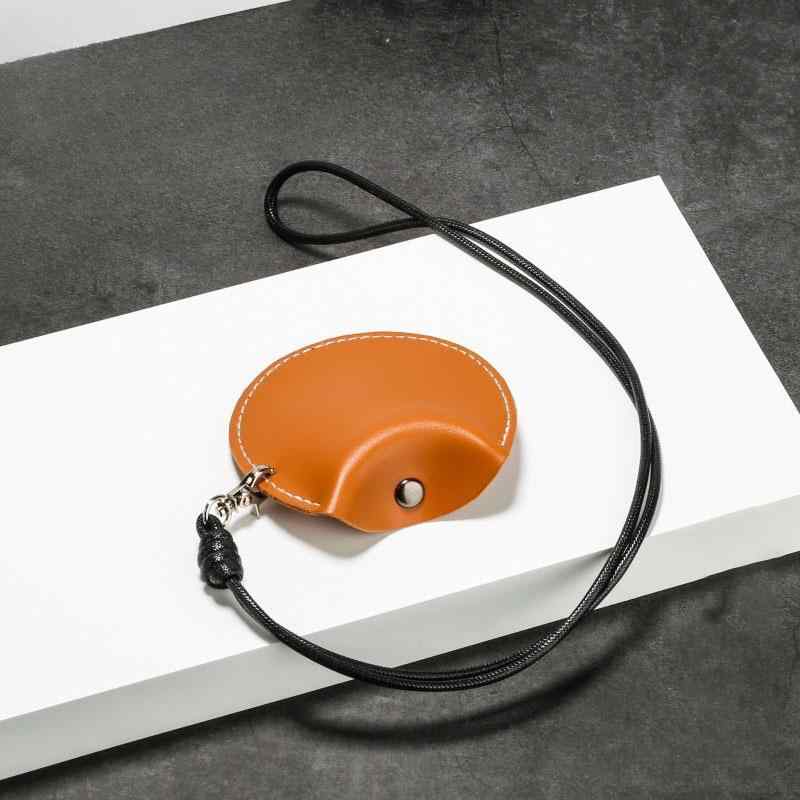 イヤホンケース 首掛け レザー小物入れ 丸型コインケース ワインレッド ダークグレー ブラック チョコレート色