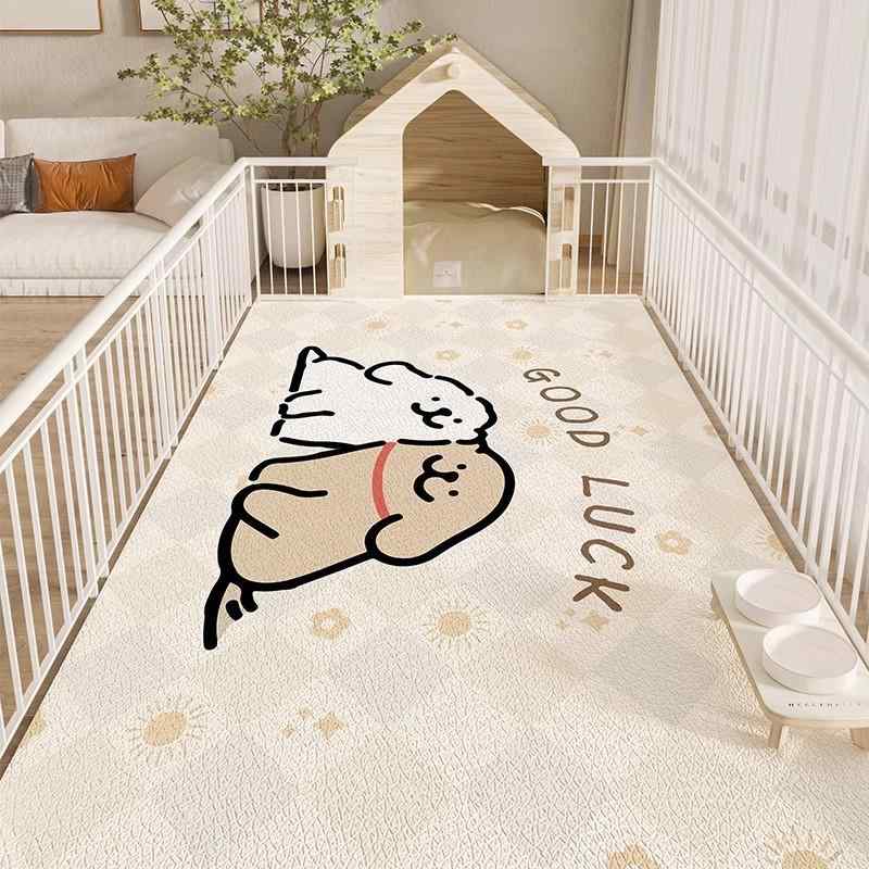 マット ペット用 カートゥーン 防水 防滑 汚れ防止 犬 猫 ケージマット ストライプ柄 PVC 洗える 60×90..