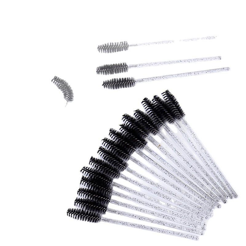 まつげブラシ レディース 水晶 スクリューブラシ まつ毛 エクステ コーム メイクアップ 化粧ブラシ ピンク 赤 紫 青 緑 シルバー ブラック イエロー(x10)