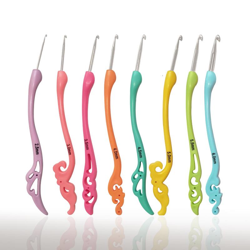 編み針 レディース レトロ 花柄 かぎ針セット ソフトグリップ アルミ製 8本セット 毛糸 編み物 DIY 手..