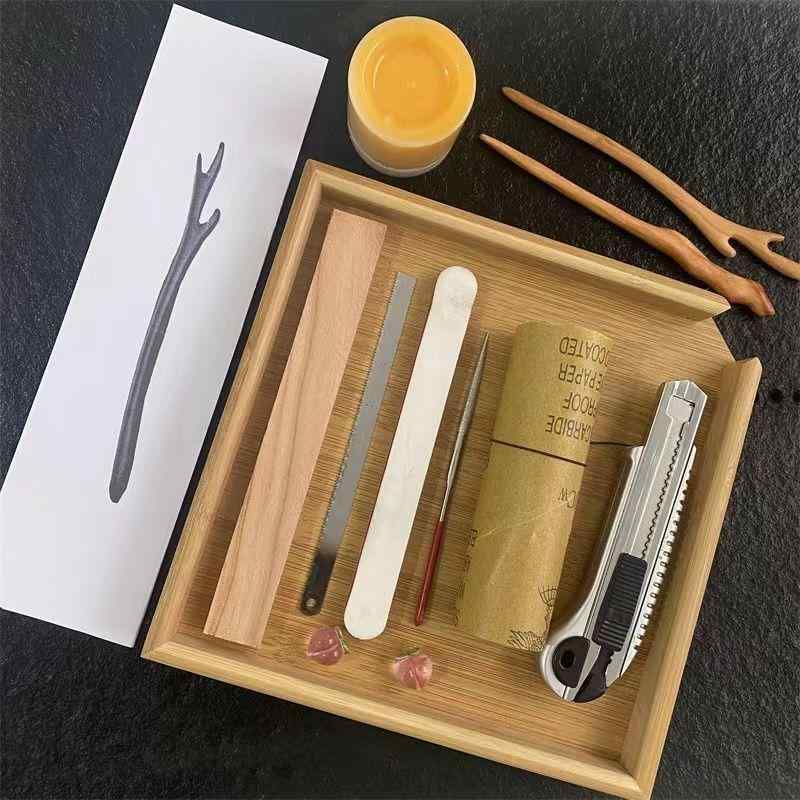 ヘアアクセサリー DIY 手作りキット 桃の木 簪 かんざし 工作キット 材料 原木 彫刻 中華風 ギフト