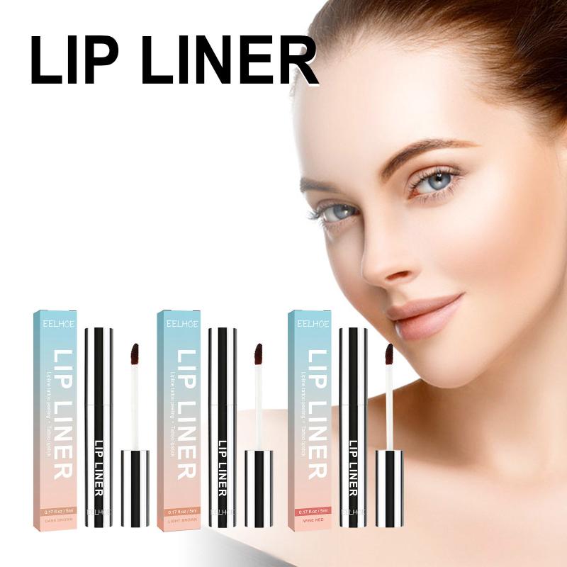 リップライナー レディース 剥がせる 落ちにくい 防水 コスメ メイクアップ ツール 唇ブラシ付き 5ml ブラウン系 レッド系
