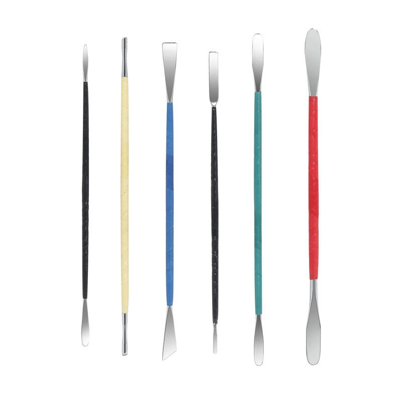 -美術用品 粘土ヘラ 6本セット ステンレス製 粘土細工 彫刻 モデリング DIY 手作り(x3)