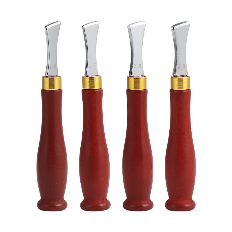レザークラフト工具 ヘリ落とし 革漉き工具 扇形 溝切り カッター ツール DIY 実木製ハンドル 10 15 20..