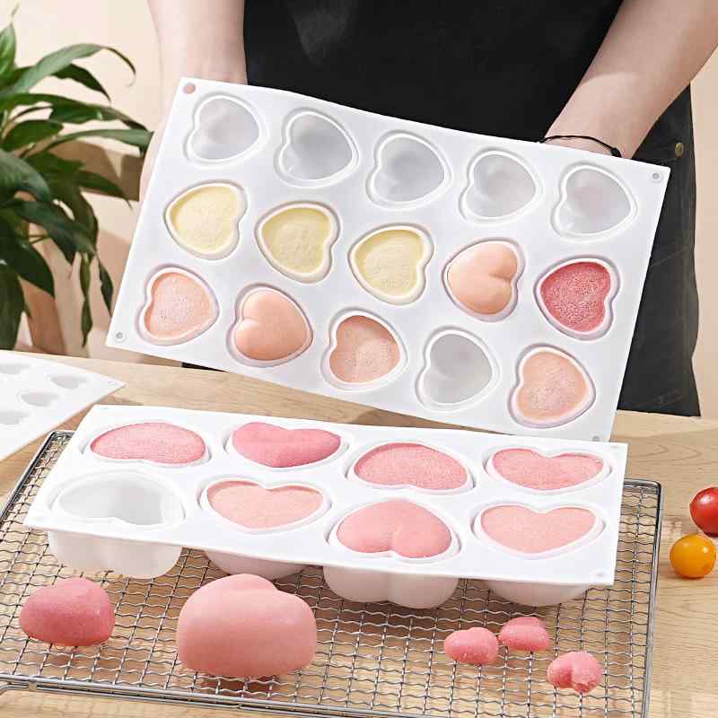 ケーキ型 レディース ハート型 ムース シリコン チョコレート デザート 手作り 製菓道具 ホワイト(x2)