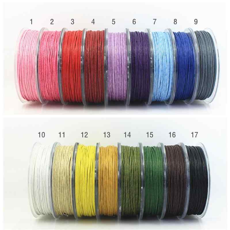 ネックレス 1mm コットンコード 綿紐 蝋引き糸 DIY ハンドメイド ブレスレット ペンダント 編み紐 ピンク レッド ワインレッド パープル ブルー グレー ホワイト ベージュ イエロー カーキ グリーン コーヒー ブラック(x2)