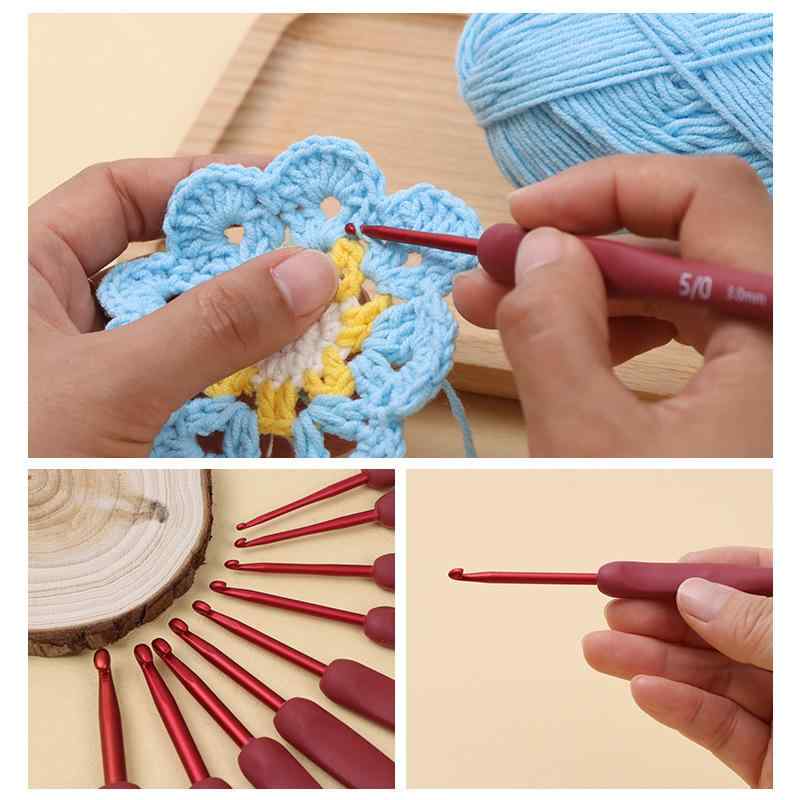編み針 初心者 編み針セット DIY 手芸 毛糸 赤 ソフトグリップ 工具 収納ケース付き