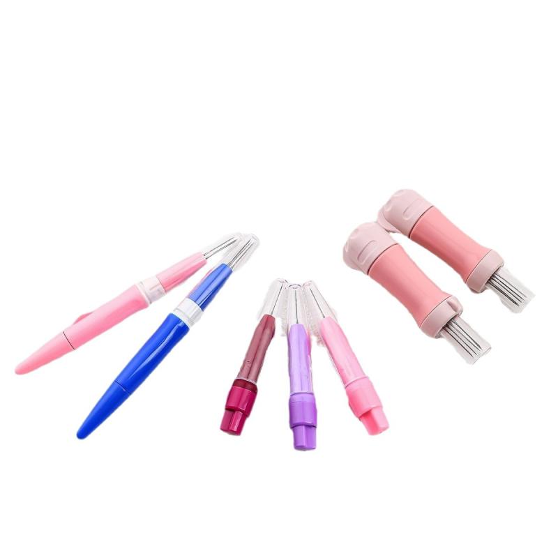 手芸道具 レディース DIY 不織布 羊毛フェルト 針 ツール 3本針 1本針 ピンク 紫(x2)