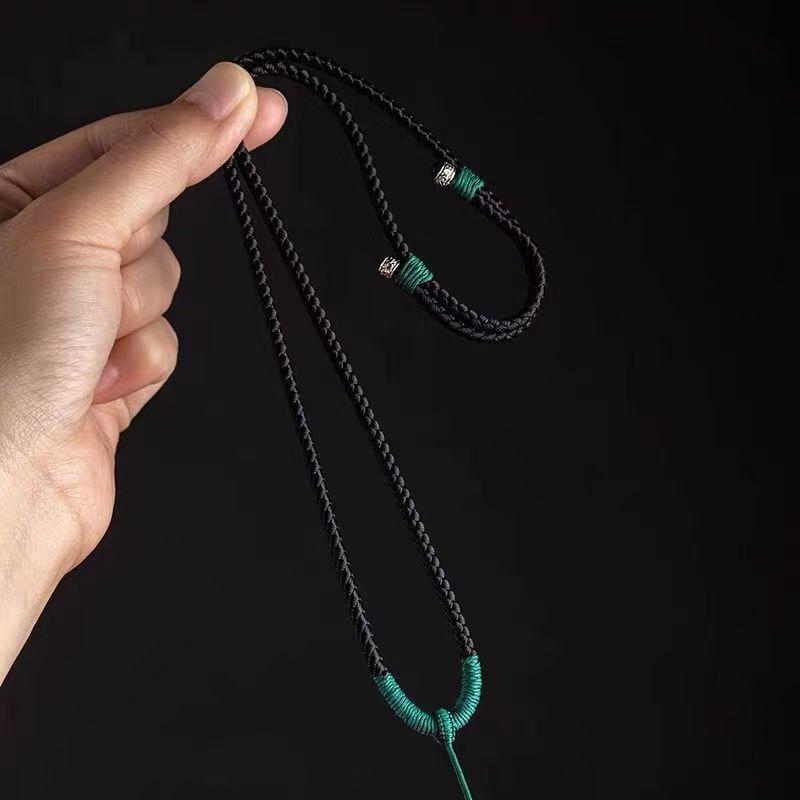 ネックレス ペンダント 手編み 金剛結 吊り下げ 紐 調節可能 ブラック 黒 グリーン 緑 ブラウン 茶色 布製 メンズ レディース 男女兼用 エスニック アジアン テイスト