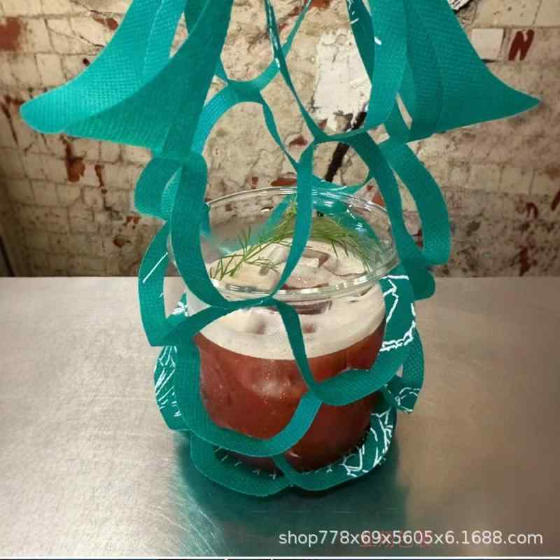 使い捨て 飲料用 バッグ カップ袋 不織布 手提げ 持ち帰り ドリンク コーヒー 紅茶 テイクアウト(x2)