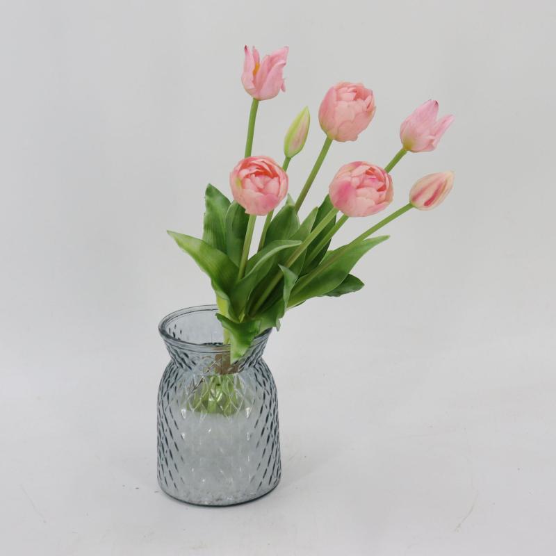 造花 花束 7頭 郁金香 チューリップ 北欧風 インテリア 雑貨 飾り 黄色 深紫 ピンク系 レッド パープル