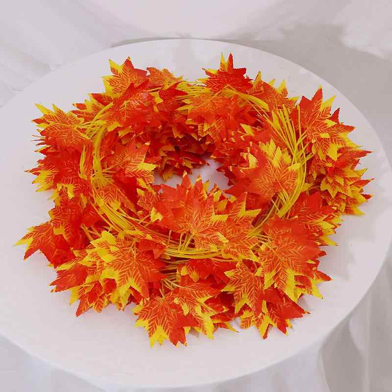 造花 3D 紅葉 緑 蔓 プラスチック フェイクグリーン メープル 葉っぱ ガーランド