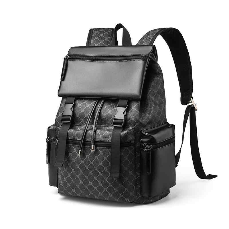 リュック メンズ 大容量 ビジネス 旅行 鞄 バックパック 防水 登山 通学 高校生 大学生 PUレザー 黒 ブラック(4)