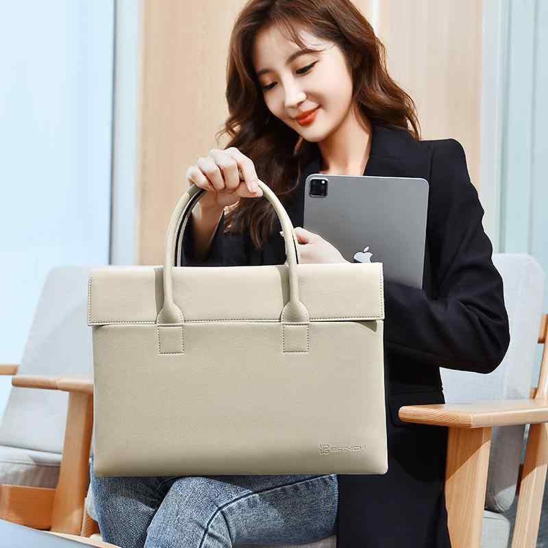 パソコンバッグ レディース 女性用 防水 PU 15インチ 156インチ かわいい 無地 薄グレー 濃グレー 銀グレー ベージュ ピンク 通勤