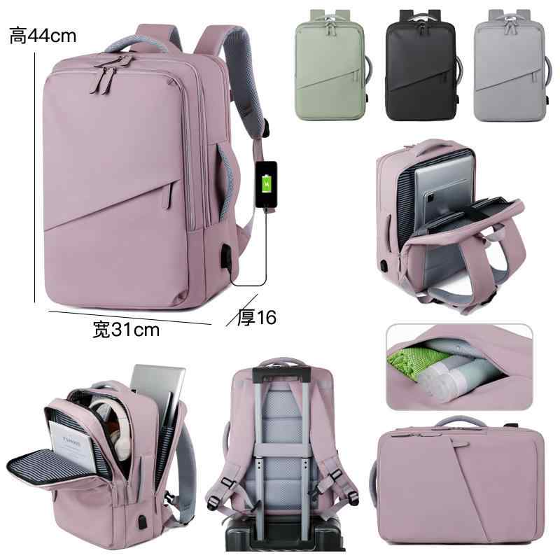 リュックサック 男女兼用 多機能 バックパック ビジネス トラベル 防水 15インチPC収納可能 20L以下 ブラック グレー グリーン(x2)(4)