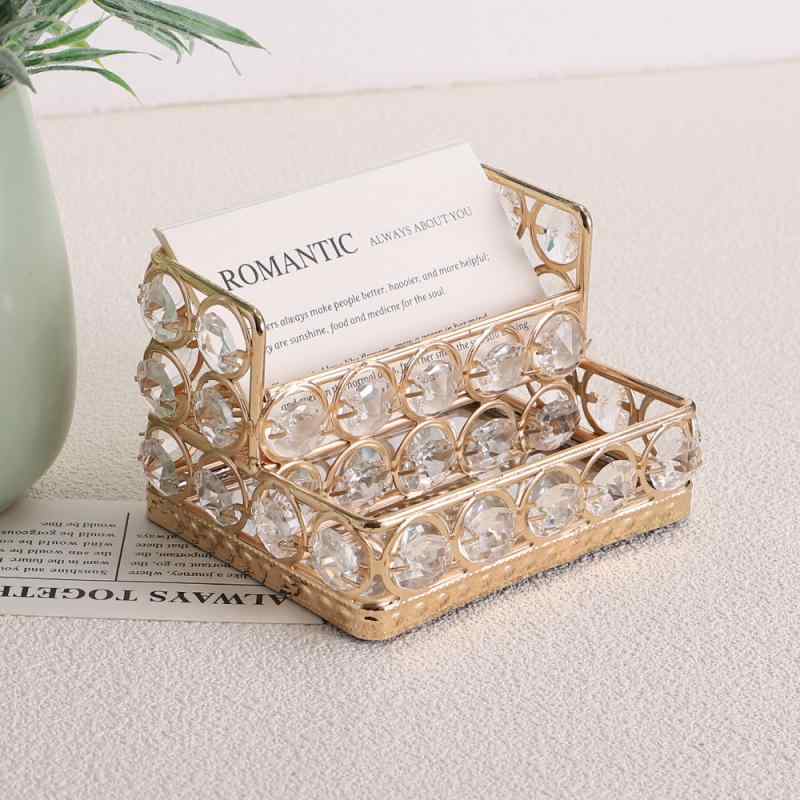 名刺入れ デスクオーガナイザー 名刺ホルダー カードケース 卓上収納 文具 文房具 メモクリップ ゴールド シルバー 金属製 幾何学模様 ビジネス ギフト(x2)