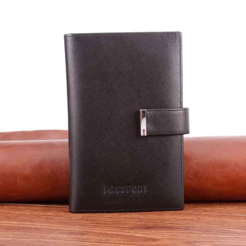 パスポートケース 革 牛革 チケットホルダー カードケース ドキュメントケース 男女兼用 ブラック(x30)