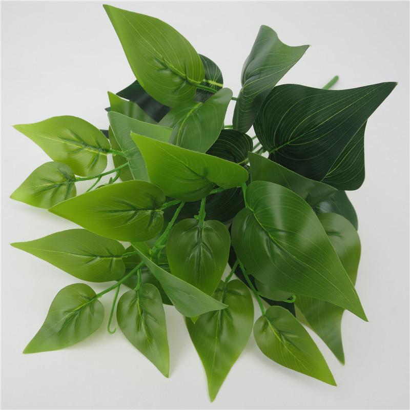 グリーン 造花 7叉 鶏心葉 観葉植物 フェイクグリーン インテリア 高さ36cm