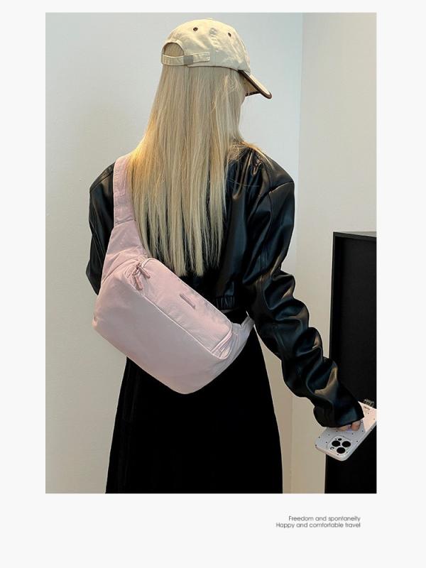 ショルダーバッグ レディース マカロンカラー 差し色 ナイロン 胸バッグ ウエストバッグ 斜めがけ 肩掛..