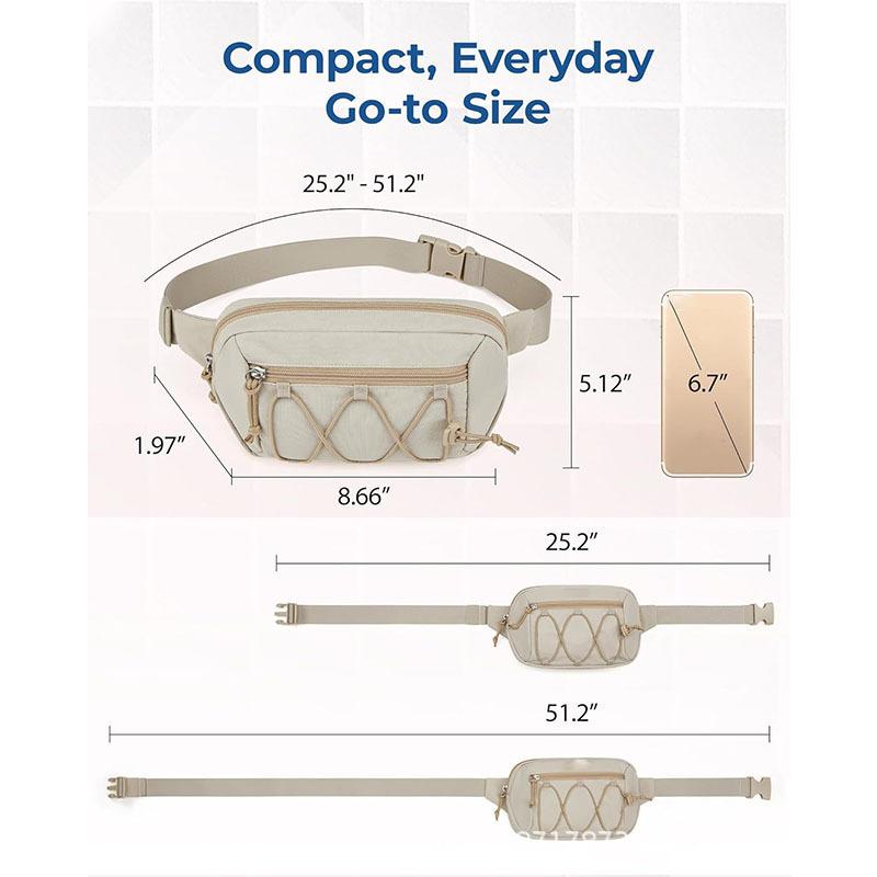 ウエストバッグ レディース 調節可能 ナイロン製 ベルトバッグ ランニング 旅行 散歩 米白 黒 クロスボディバッグ(x3)