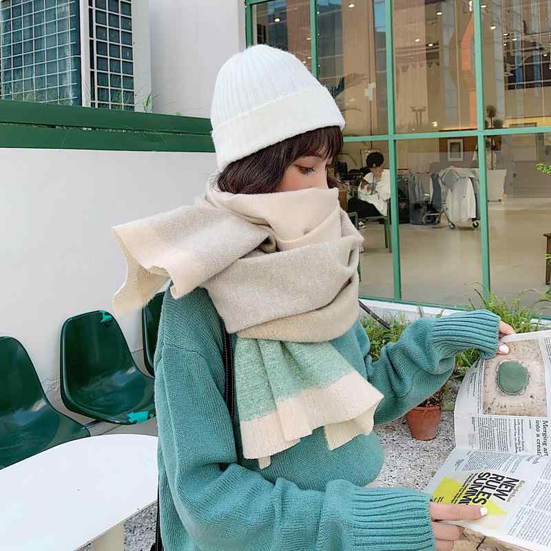 マフラー ストール 秋冬 レディース メンズ 韓国 厚手 ニット 保温 暖かい 無地 モスグリーン イエロー..