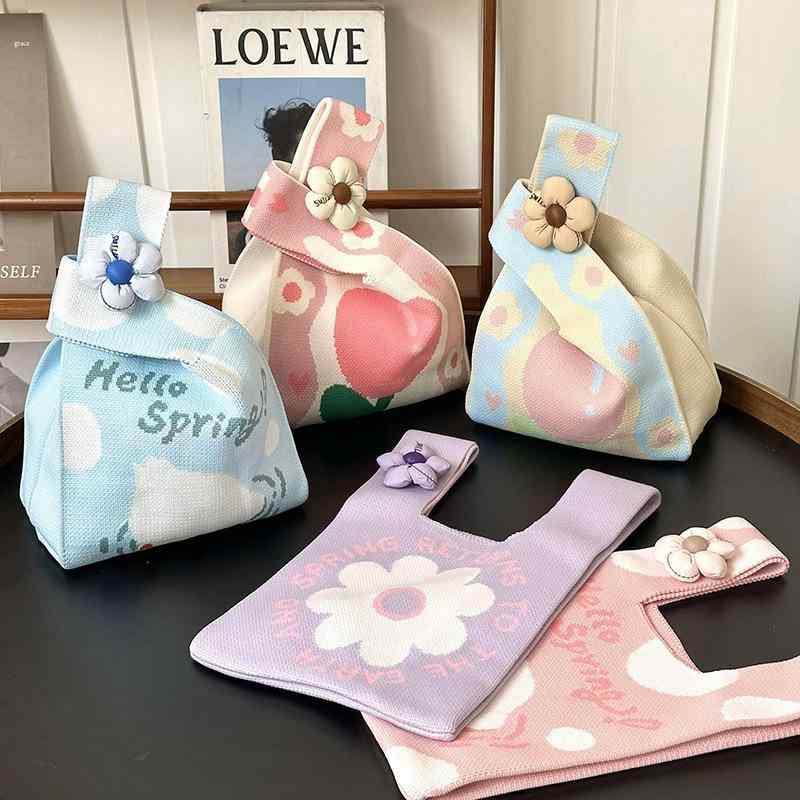 ニットバッグ レディース アニマル かわいい 手提げ袋 お土産 零食袋 普段使い 編みバッグ かばん ポリ..